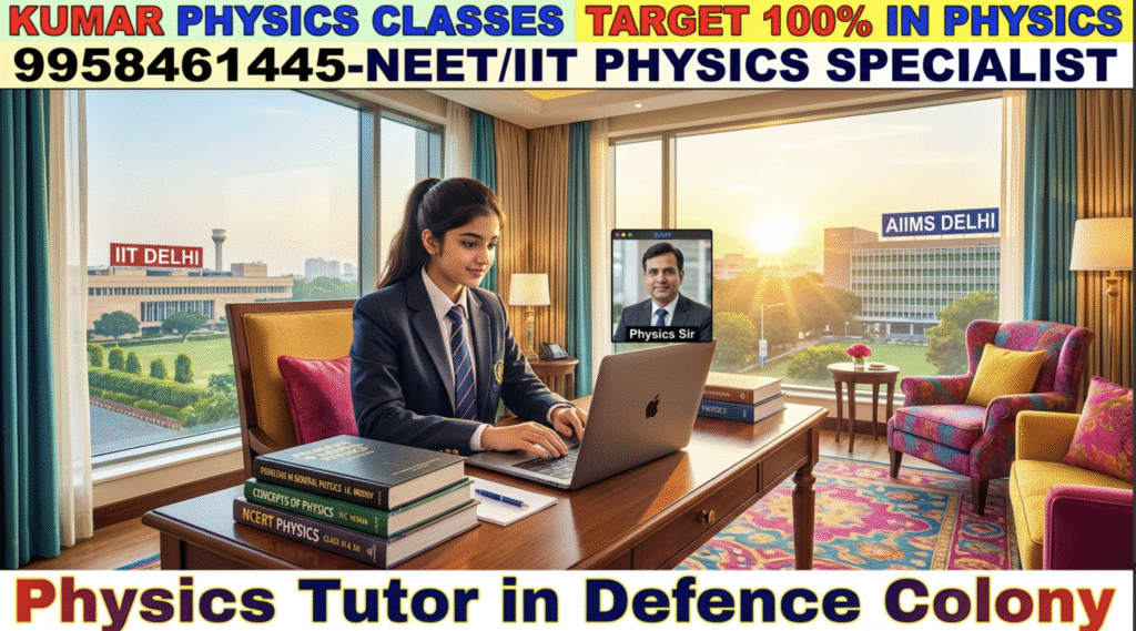 Physics tutor in Defence Colony – student attending online Physics class with Kumar Physics Classes
