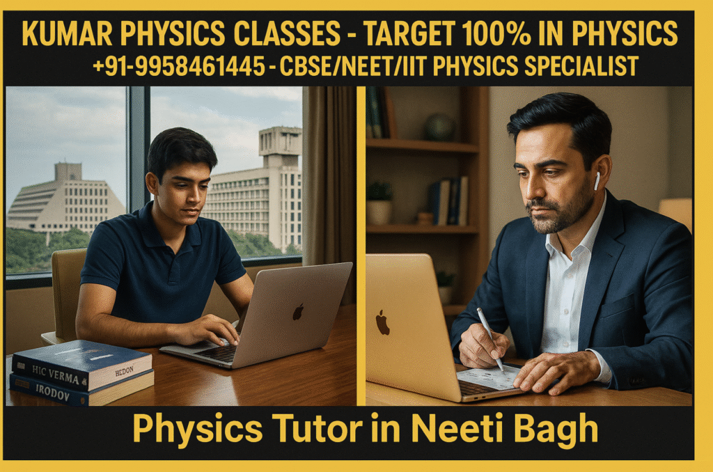 Physics tutor online class split-screen — Kumar Physics Classes teaching Physics to a student in Neeti Bagh