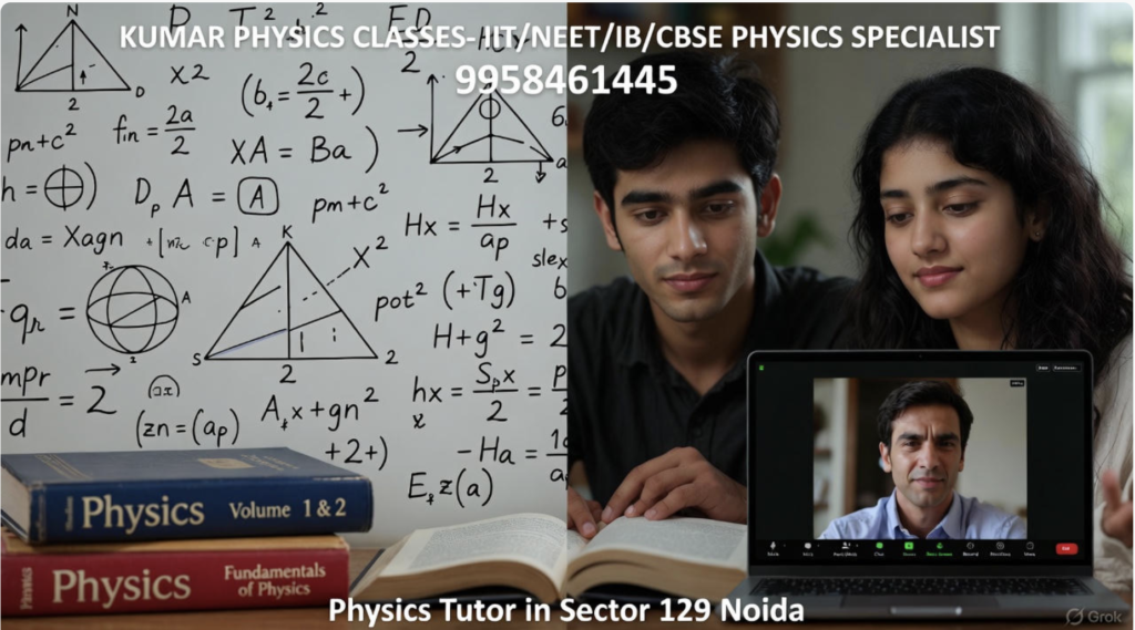 Physics Tutor in Sector 135 Noida teaching online to students with physics formulas on board