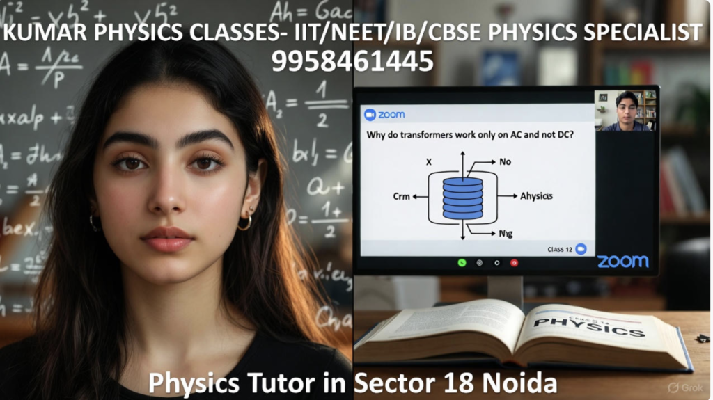 Female student attending an online Physics class with Kumar Sir – Physics Tutor in Sector 18 Noida