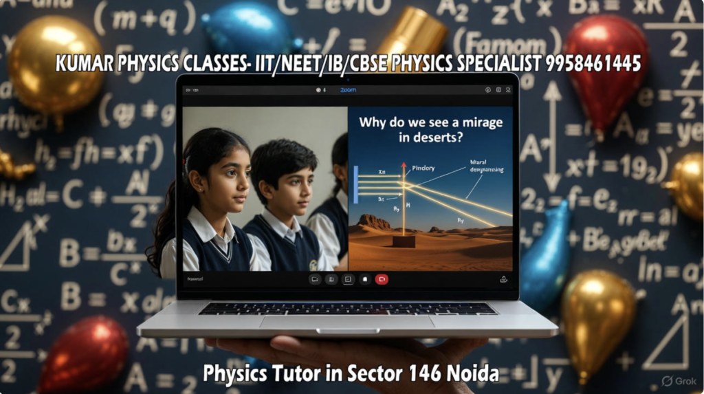 Physics tutor teaching online with students — Physics Tutor in Sector 146 Noida banner