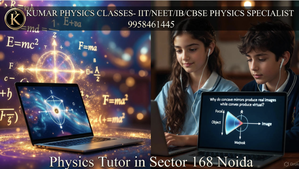 Physics Tutor in Sector 168 Noida teaching students with digital science diagrams on screen