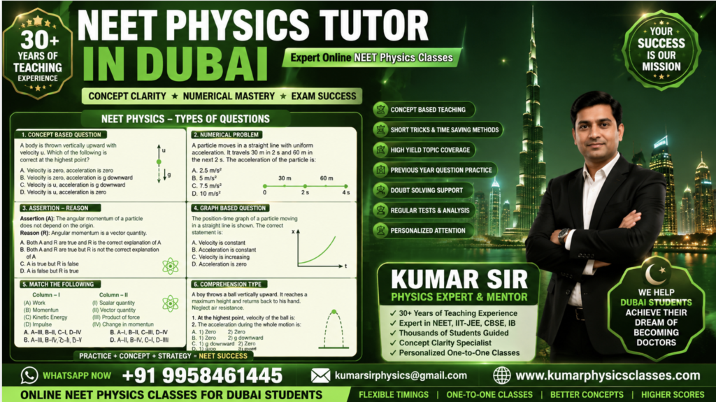 NEET Physics Tutor in Dubai – Online NEET Physics Classes by Kumar Sir for Medical Aspirants