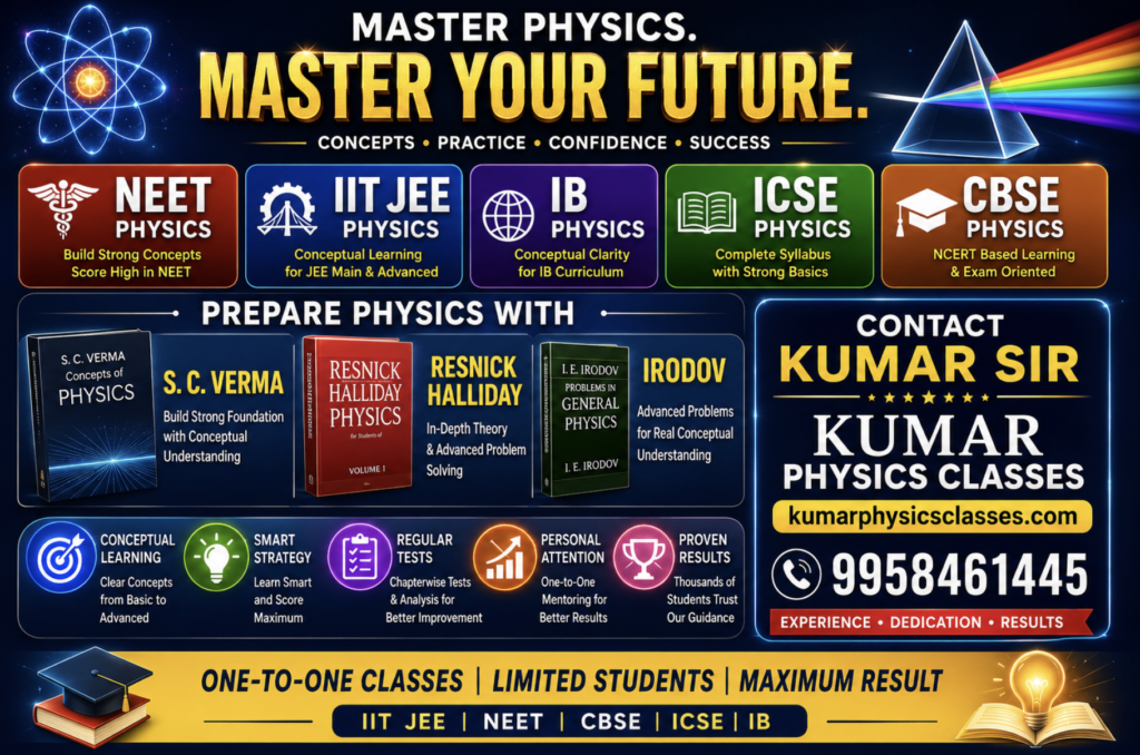 Best Physics Tutor in Indore for IIT JEE NEET CBSE ICSE and IB Physics by Kumar Physics Classes