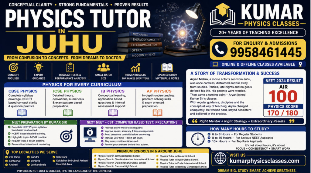 Physics Tutor in Juhu Mumbai by Kumar Physics Classes