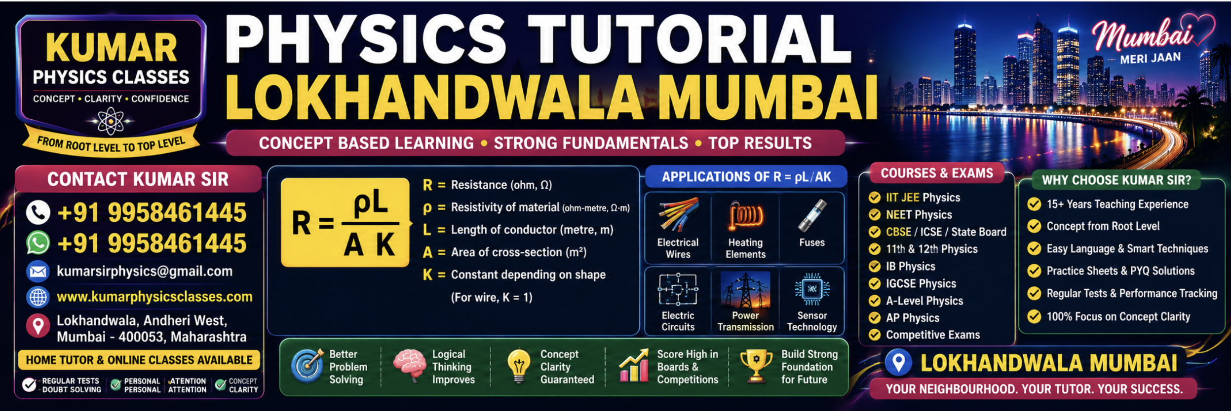 Physics Tutor in Lokhandwala Mumbai - Kumar Physics Classes