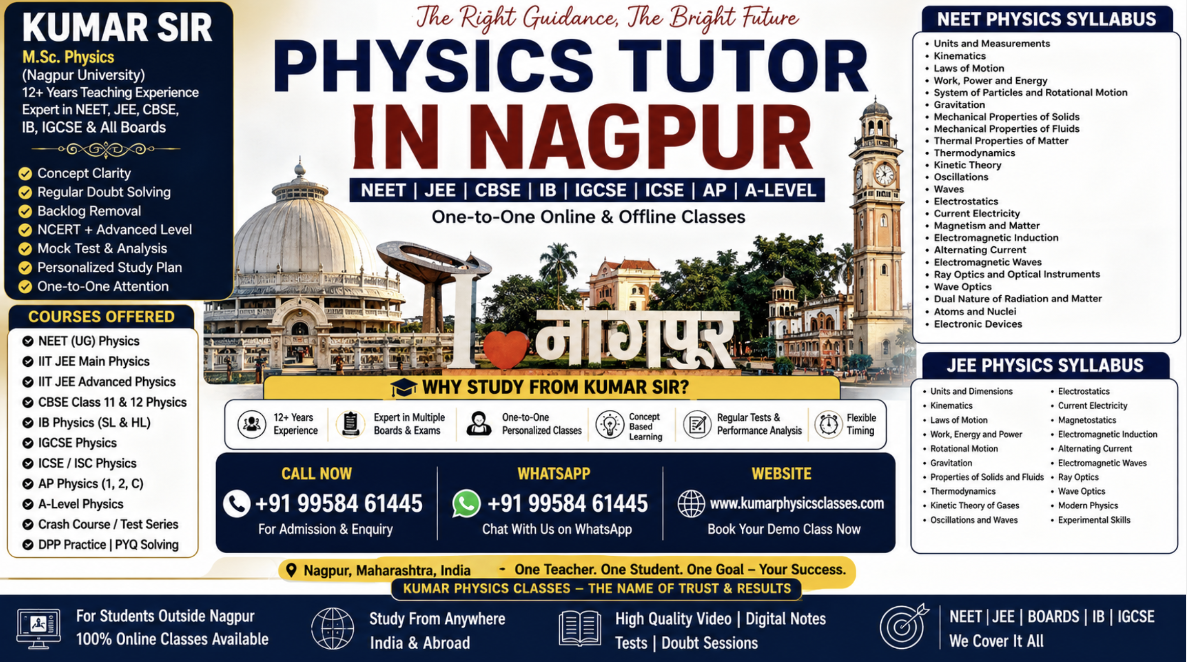 Physics Tutor in Nagpur for NEET, JEE, CBSE, IB and IGCSE by Kumar Sir